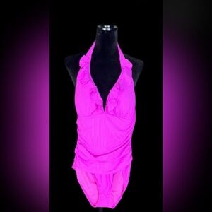 WOMENS INTO THE BLEU ONE PIECE BEAUTIFUL BRIGHT ORCHID SWIMSUIT SIZE 10 NWT